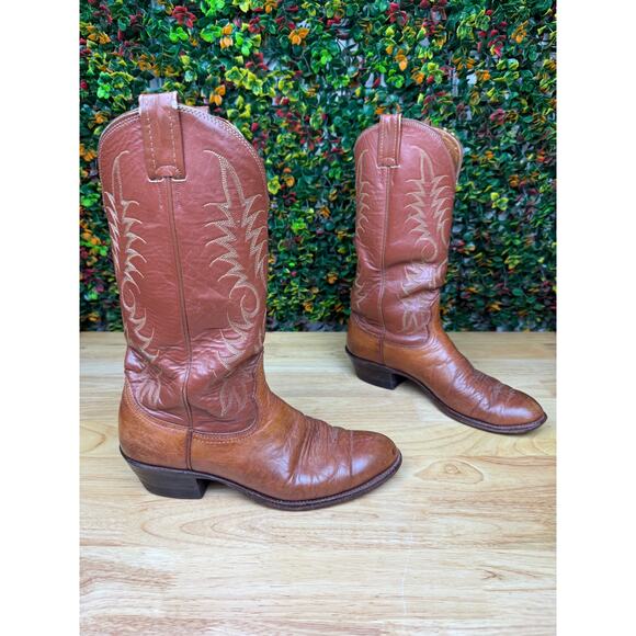 Nocona 8822 Cowboy Boots Shoes‎ Brown Leather Goodyear Oil Resistant Mens 8 GUC main image 9